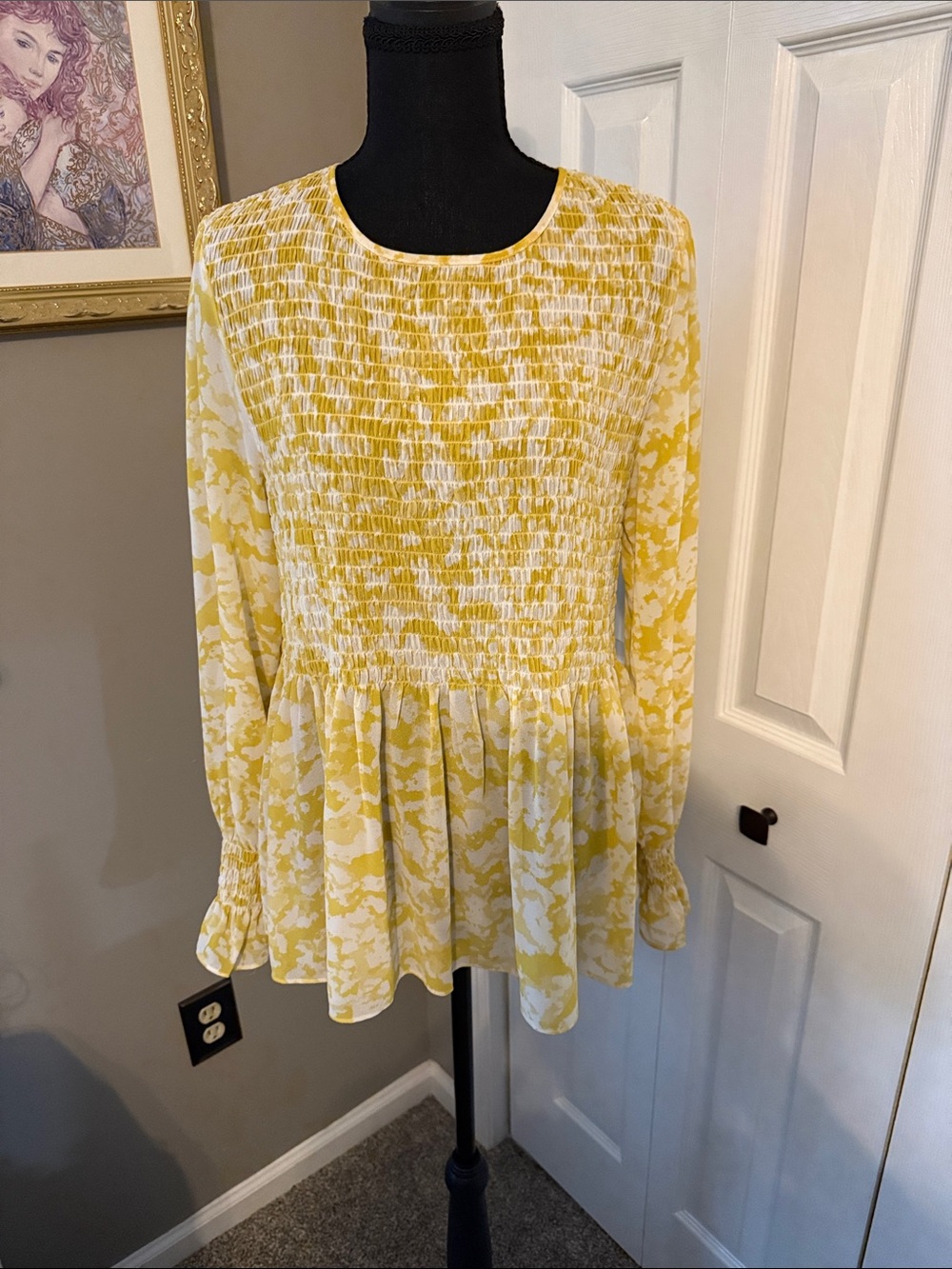 Yellow/White Chiffon Blouse
